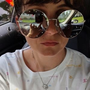 Women's Gorgeous rhinestone silver & white round sunglasses